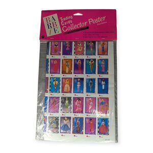 1990 Mattel Barbie Doll & Fashion Thru The Years Trading Cards Collector Poster